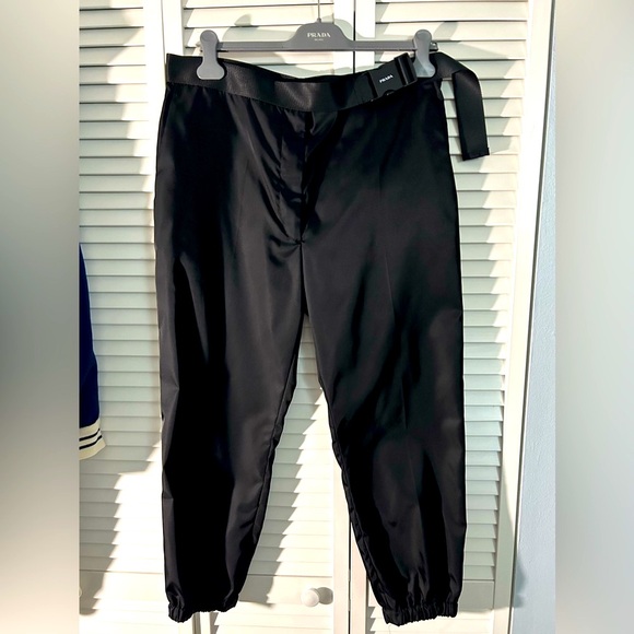 Prada Black sheen Re-Nylon cargo/pants with Elegant Sheen ~